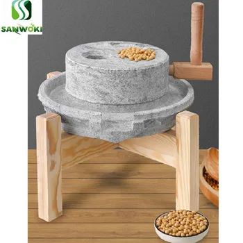 Домашний шлифовальный круг для камня Bluestone каменная мельница камнедробилка для измельчения сои мукомольный камень С деревянной рамой
