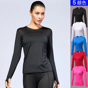 Женская обтягивающая футболка PRO fitness для бега и йоги, быстросохнущая сетчатая строчка, эластичный длинный рукав 2029 г.