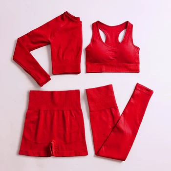 Энергетический бесшовный комплект для йоги Спортивная одежда для женщин, одежда для спортзала, укороченный топ для фитнеса, Леггинсы с высокой талией, спортивная одежда для бега