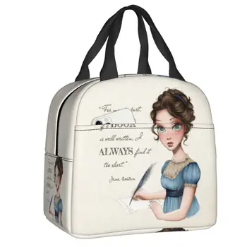 Книга Джейн Остин для письма, термоизолированные сумки для ланча, женский роман писательницы, портативный ланч-бокс для детей, Школьная сумка для еды для детей