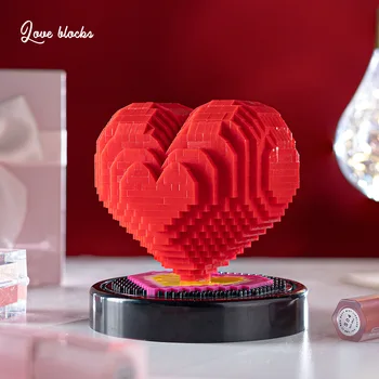 Креативный строительный кирпич MOC, красная модель сердца любви, микро-алмазный блок, Нанобриксы, развивающие игрушки для девочек, подарки