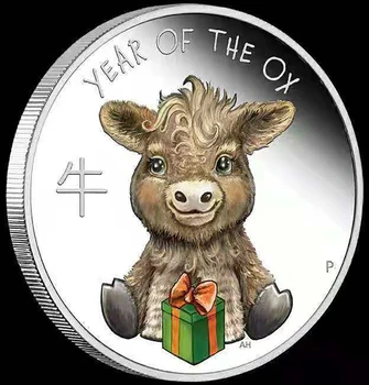 2021 Год Быка Австралия Памятные Монеты с животными 1 унция 9999 Серебряных Золотых Монет Елизаветы II Сувениры Подарки на Новый год