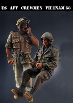 Неокрашенный комплект 1/35 членов экипажа танка США, фигурка солдата войны во Вьетнаме, историческая фигура, набор смолы