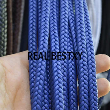 REAL BESTXY 5 м/лот, 5x2 мм, синие кожаные шнуры из супер волокна для изготовления браслетов, плетеные плетеные кожаные шнуры, кожаные полоски