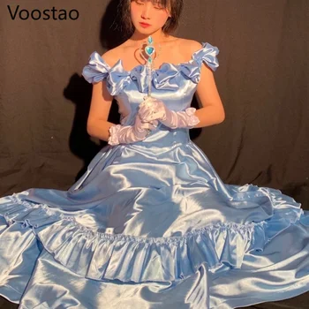Элегантное винтажное платье принцессы в викторианском стиле, женское длинное платье с милыми оборками и сказочным ремешком, женские кавайные свадебные платья для вечеринок