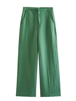 SLMD 2023 Новые женские модные Зеленые льняные брюки Женская элегантная одежда