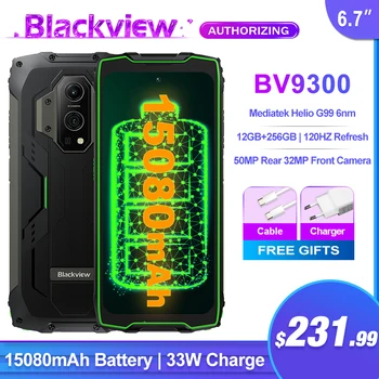 Blackview BV9300 Прочный Телефон 6.7-HD + 16 ГБ оперативной памяти 256 ГБ ПЗУ Смартфон 50 МП Камера 15080 мАч 120 Гц Мобильные Телефоны Глобальная версия