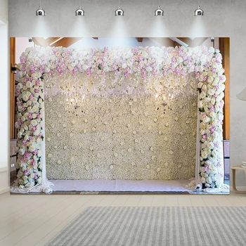 Украшение свадебной вечеринки Фотофон Цветок на стене с цветочным рисунком для фотостудии 210 см x 150 см